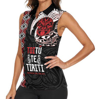 Aotearoa Toitu Te Tiriti Women Sleeveless Polo Shirt Honour The Treaty Maori Haka LT14 - Polynesian Pride