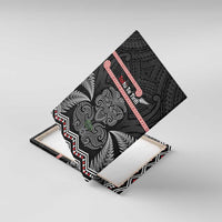 Aotearoa Toitu Te Tiriti Canvas Wall Art Stand Together! Stand Stronger! - NZ Tiki LT14 With Frame Black - Polynesian Pride