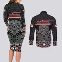 Aotearoa Toitu Te Tiriti Couples Matching Long Sleeve Bodycon Dress and Long Sleeve Button Shirt Stand Together! Stand Stronger! - NZ Tiki LT14 - Polynesian Pride