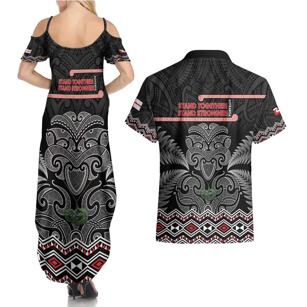 Aotearoa Toitu Te Tiriti Couples Matching Summer Maxi Dress and Hawaiian Shirt Stand Together! Stand Stronger! - NZ Tiki LT14 - Polynesian Pride