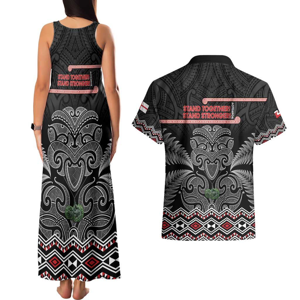Aotearoa Toitu Te Tiriti Couples Matching Tank Maxi Dress and Hawaiian Shirt Stand Together! Stand Stronger! - NZ Tiki LT14 - Polynesian Pride