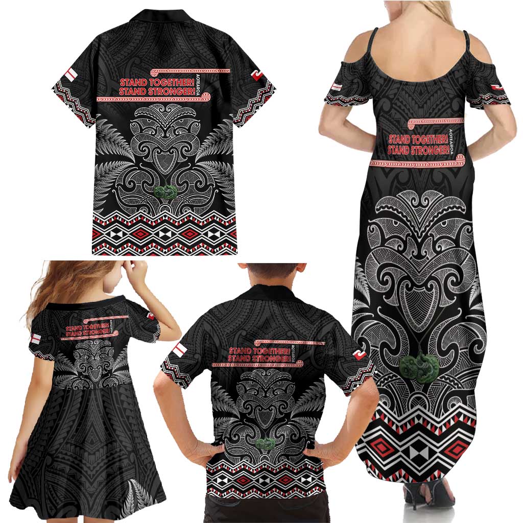 Aotearoa Toitu Te Tiriti Family Matching Summer Maxi Dress and Hawaiian Shirt Stand Together! Stand Stronger! - NZ Tiki LT14 - Polynesian Pride
