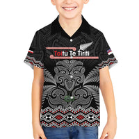 Aotearoa Toitu Te Tiriti Family Matching Summer Maxi Dress and Hawaiian Shirt Stand Together! Stand Stronger! - NZ Tiki LT14 Son's Shirt Black - Polynesian Pride