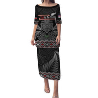 Aotearoa Toitu Te Tiriti Puletasi Stand Together! Stand Stronger! - NZ Tiki LT14 Long Dress Black - Polynesian Pride