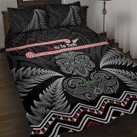 Aotearoa Toitu Te Tiriti Quilt Bed Set Stand Together! Stand Stronger! - NZ Tiki LT14 Black - Polynesian Pride