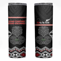Aotearoa Toitu Te Tiriti Skinny Tumbler Stand Together! Stand Stronger! - NZ Tiki LT14 Black - Polynesian Pride
