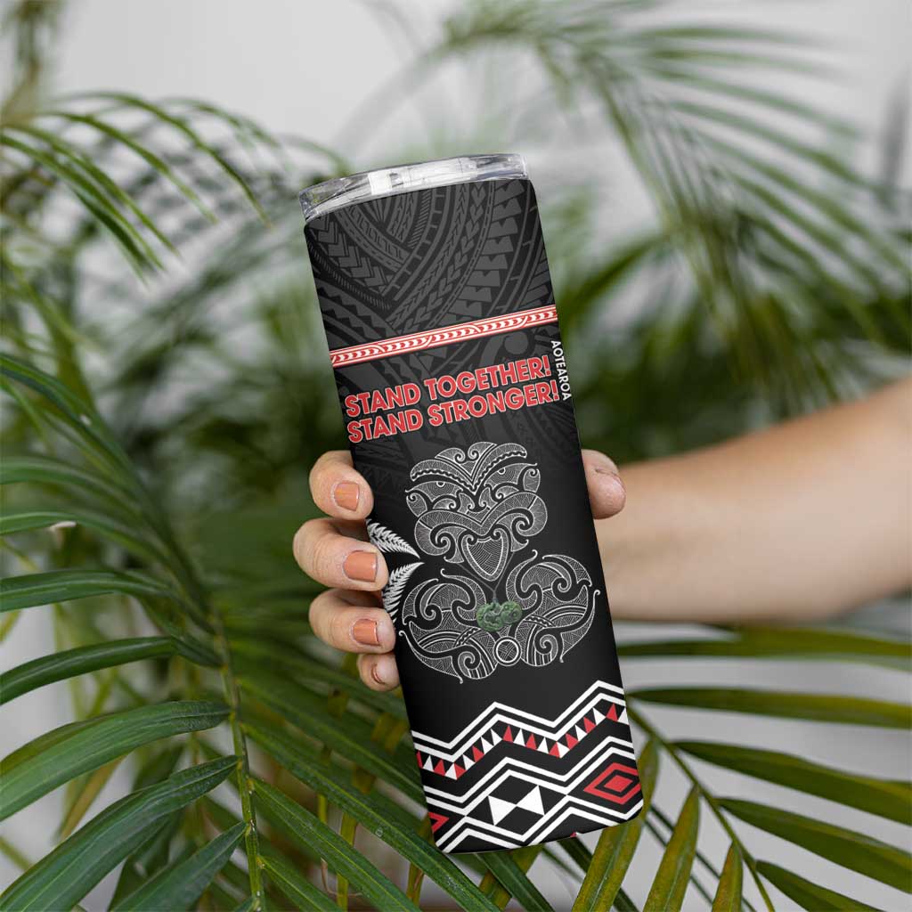 Aotearoa Toitu Te Tiriti Skinny Tumbler Stand Together! Stand Stronger! - NZ Tiki LT14 - Polynesian Pride