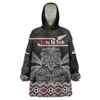 Aotearoa Toitu Te Tiriti Wearable Blanket Hoodie Stand Together! Stand Stronger! - NZ Tiki LT14 One Size Black - Polynesian Pride