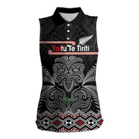 Aotearoa Toitu Te Tiriti Women Sleeveless Polo Shirt Stand Together! Stand Stronger! - NZ Tiki LT14 Female Black - Polynesian Pride