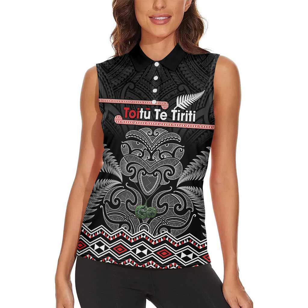 Aotearoa Toitu Te Tiriti Women Sleeveless Polo Shirt Stand Together! Stand Stronger! - NZ Tiki LT14 - Polynesian Pride
