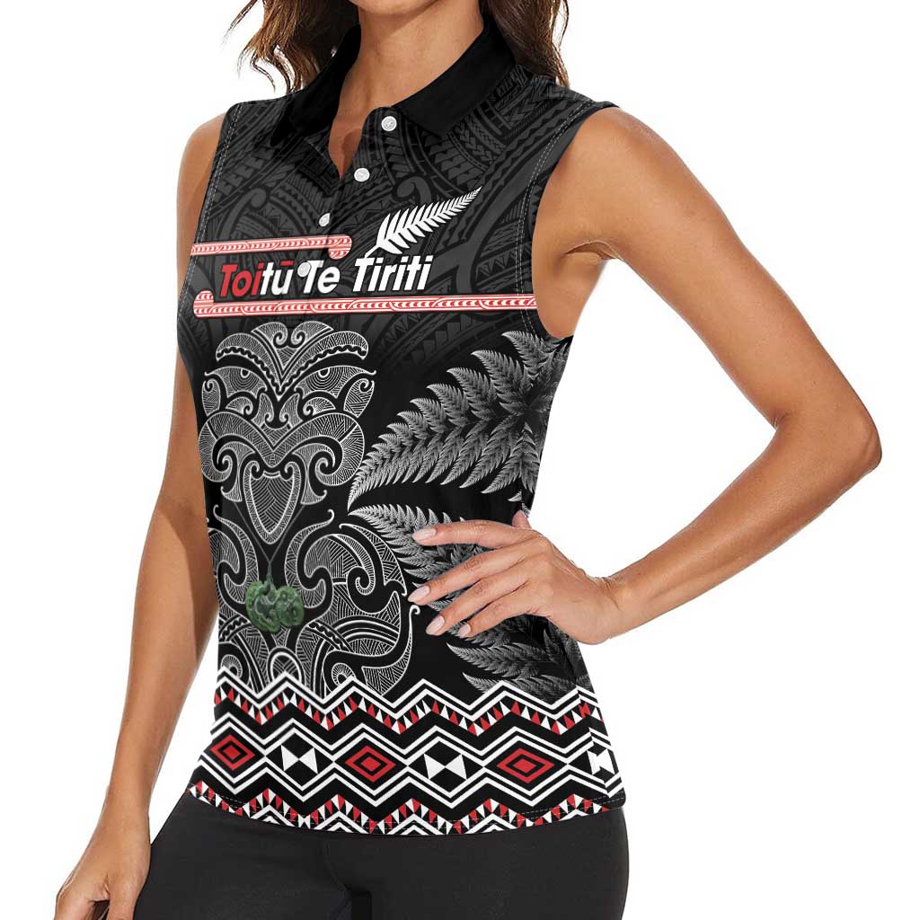 Aotearoa Toitu Te Tiriti Women Sleeveless Polo Shirt Stand Together! Stand Stronger! - NZ Tiki LT14 - Polynesian Pride