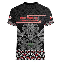 Aotearoa Toitu Te Tiriti Women V-Neck T-Shirt Stand Together! Stand Stronger! - NZ Tiki LT14 - Polynesian Pride