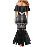Black Taniko Aotearoa Family Matching Mermaid Dress and Hawaiian Shirt Niho Taniwha Mix Poutama LT14 - Polynesian Pride