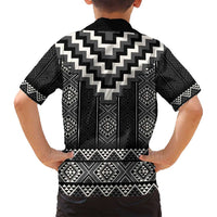 Black Taniko Aotearoa Family Matching Off Shoulder Maxi Dress and Hawaiian Shirt Niho Taniwha Mix Poutama LT14 - Polynesian Pride