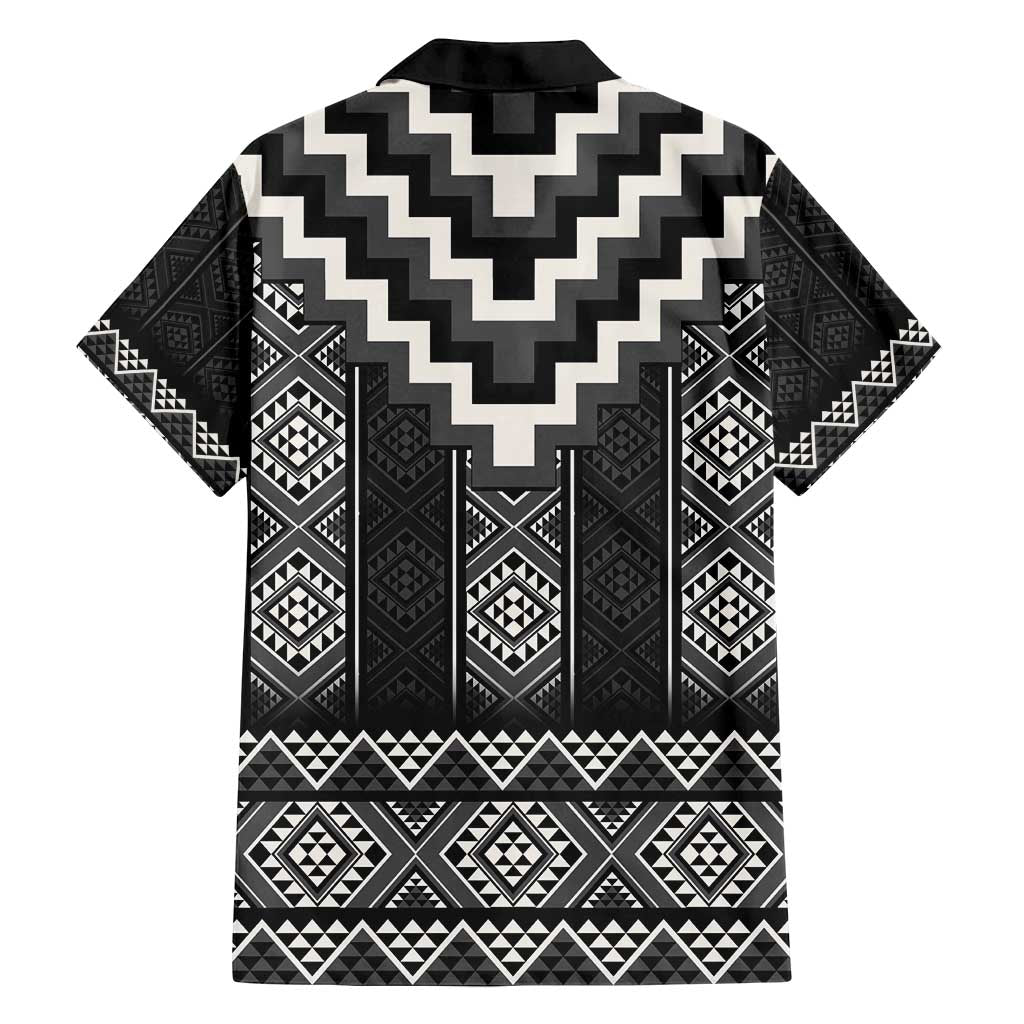 Black Taniko Aotearoa Family Matching Puletasi and Hawaiian Shirt Niho Taniwha Mix Poutama LT14 - Polynesian Pride