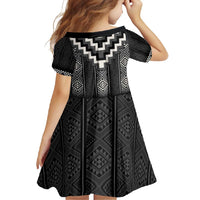 Black Taniko Aotearoa Family Matching Short Sleeve Bodycon Dress and Hawaiian Shirt Niho Taniwha Mix Poutama LT14 - Polynesian Pride