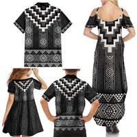 Black Taniko Aotearoa Family Matching Summer Maxi Dress and Hawaiian Shirt Niho Taniwha Mix Poutama LT14 - Polynesian Pride