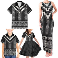 Black Taniko Aotearoa Family Matching Tank Maxi Dress and Hawaiian Shirt Niho Taniwha Mix Poutama LT14 - Polynesian Pride