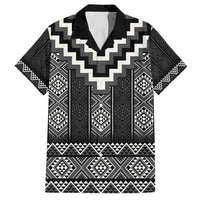 Black Taniko Aotearoa Family Matching Tank Maxi Dress and Hawaiian Shirt Niho Taniwha Mix Poutama LT14 Dad's Shirt - Short Sleeve Black - Polynesian Pride