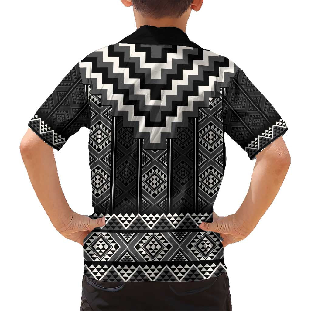 Black Taniko Aotearoa Kid Hawaiian Shirt Niho Taniwha Mix Poutama LT14