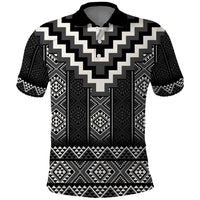 Black Taniko Aotearoa Polo Shirt Niho Taniwha Mix Poutama LT14 Black - Polynesian Pride