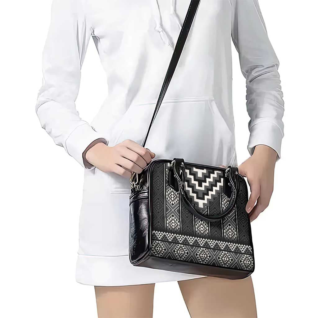 Black Taniko Aotearoa Shoulder Handbag Niho Taniwha Mix Poutama LT14