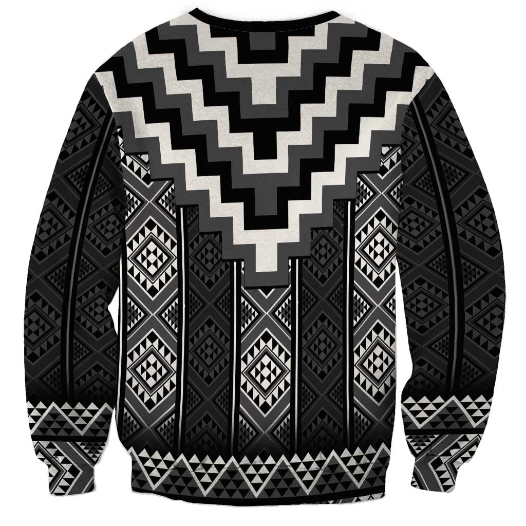 Black Taniko Aotearoa Sweatshirt Niho Taniwha Mix Poutama LT14