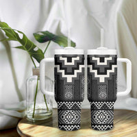 Black Taniko Aotearoa Tumbler With Handle Niho Taniwha Mix Poutama LT14