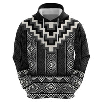 Black Taniko Aotearoa Zip Hoodie Niho Taniwha Mix Poutama LT14