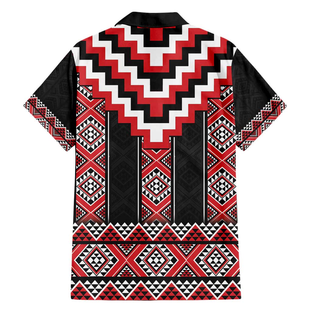 Red Taniko Aotearoa Family Matching Short Sleeve Bodycon Dress and Hawaiian Shirt Niho Taniwha Mix Poutama LT14 - Polynesian Pride