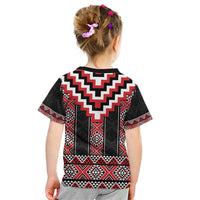 Red Taniko Aotearoa Kid T Shirt Niho Taniwha Mix Poutama LT14 - Polynesian Pride