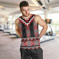 Red Taniko Aotearoa Men Tank Top Niho Taniwha Mix Poutama LT14 Red - Polynesian Pride