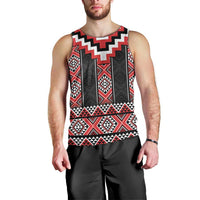 Red Taniko Aotearoa Men Tank Top Niho Taniwha Mix Poutama LT14 - Polynesian Pride