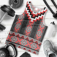 Red Taniko Aotearoa Men Tank Top Niho Taniwha Mix Poutama LT14 - Polynesian Pride