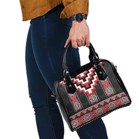 Red Taniko Aotearoa Shoulder Handbag Niho Taniwha Mix Poutama LT14