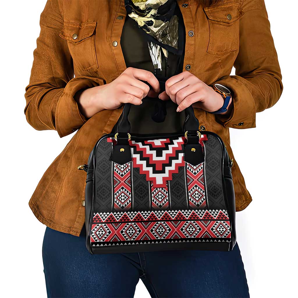 Red Taniko Aotearoa Shoulder Handbag Niho Taniwha Mix Poutama LT14