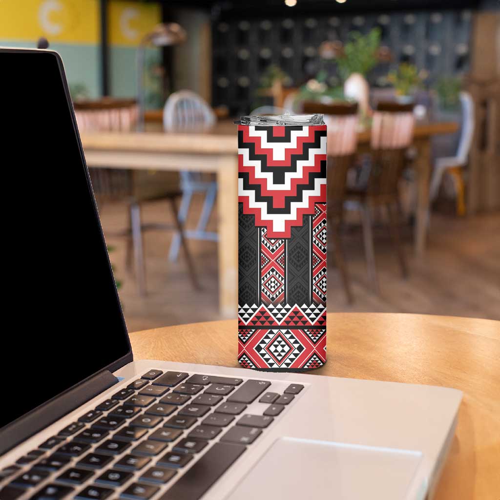 Red Taniko Aotearoa Skinny Tumbler Niho Taniwha Mix Poutama LT14