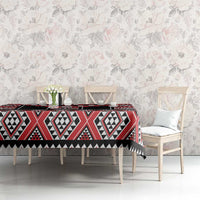 Red Taniko Aotearoa Tablecloth Niho Taniwha Mix Poutama LT14