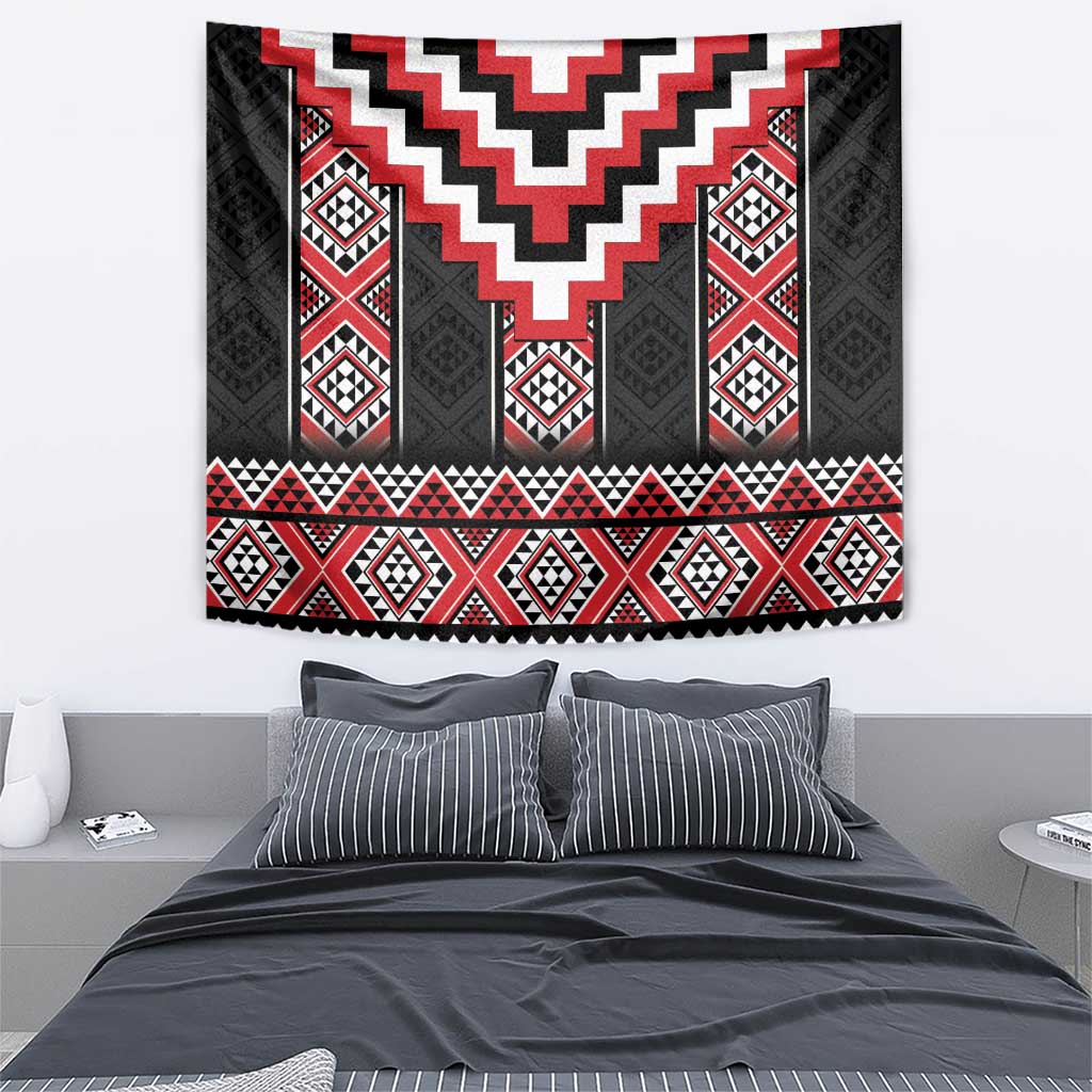 Red Taniko Aotearoa Tapestry Niho Taniwha Mix Poutama LT14 - Polynesian Pride