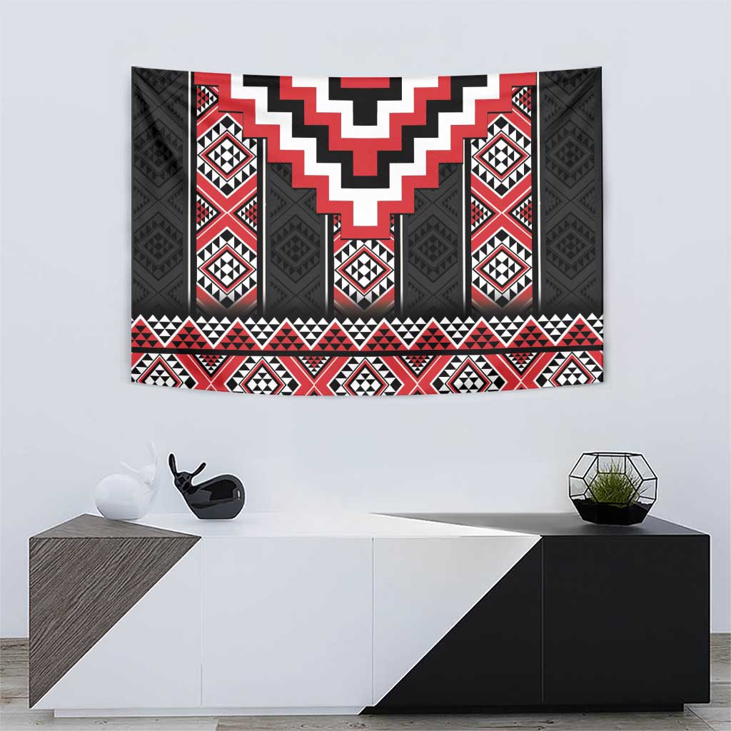 Red Taniko Aotearoa Tapestry Niho Taniwha Mix Poutama LT14 - Polynesian Pride