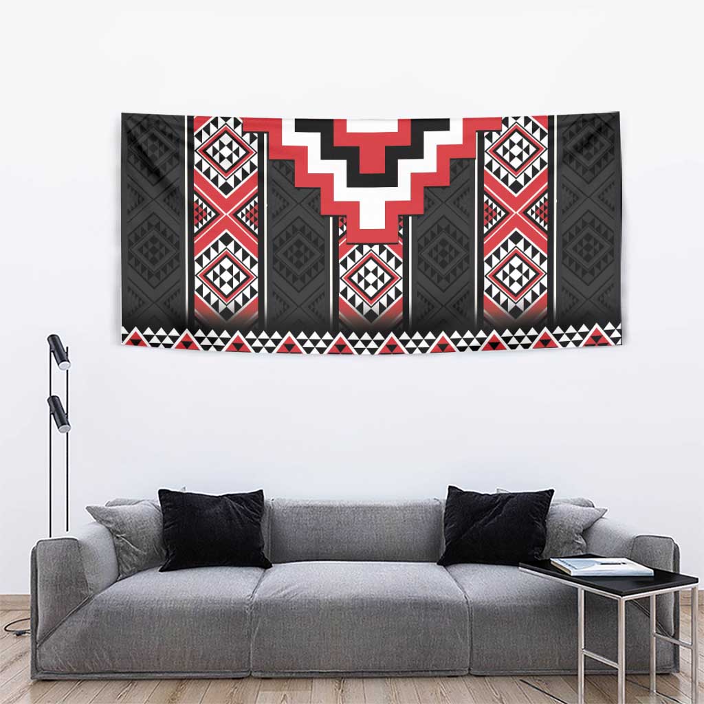 Red Taniko Aotearoa Tapestry Niho Taniwha Mix Poutama LT14 - Polynesian Pride