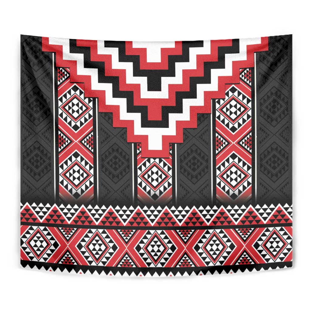 Red Taniko Aotearoa Tapestry Niho Taniwha Mix Poutama LT14 - Polynesian Pride