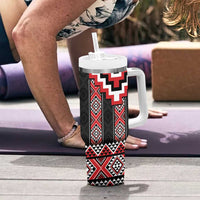 Red Taniko Aotearoa Tumbler With Handle Niho Taniwha Mix Poutama LT14