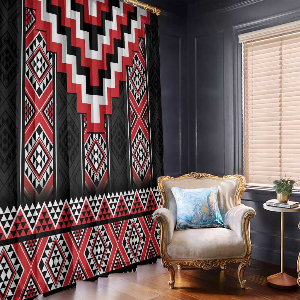 Red Taniko Aotearoa Window Curtain Niho Taniwha Mix Poutama LT14