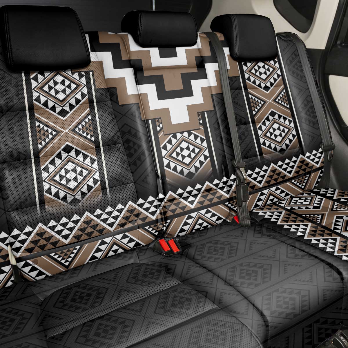 Brown Taniko Aotearoa Back Car Seat Cover Niho Taniwha Mix Poutama LT14