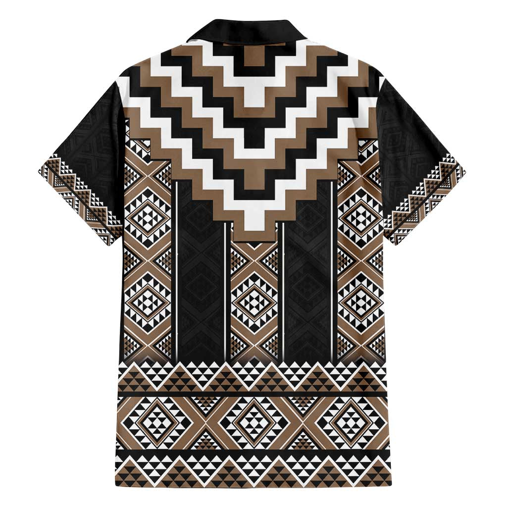 Brown Taniko Aotearoa Family Matching Long Sleeve Bodycon Dress and Hawaiian Shirt Niho Taniwha Mix Poutama LT14 - Polynesian Pride