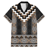 Brown Taniko Aotearoa Family Matching Mermaid Dress and Hawaiian Shirt Niho Taniwha Mix Poutama LT14 Dad's Shirt - Short Sleeve Brown - Polynesian Pride