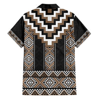 Brown Taniko Aotearoa Family Matching Off Shoulder Maxi Dress and Hawaiian Shirt Niho Taniwha Mix Poutama LT14 - Polynesian Pride