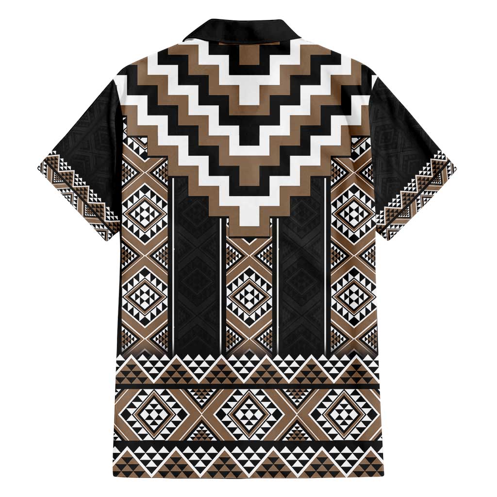 Brown Taniko Aotearoa Family Matching Puletasi and Hawaiian Shirt Niho Taniwha Mix Poutama LT14 - Polynesian Pride