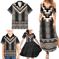 Brown Taniko Aotearoa Family Matching Summer Maxi Dress and Hawaiian Shirt Niho Taniwha Mix Poutama LT14 - Polynesian Pride